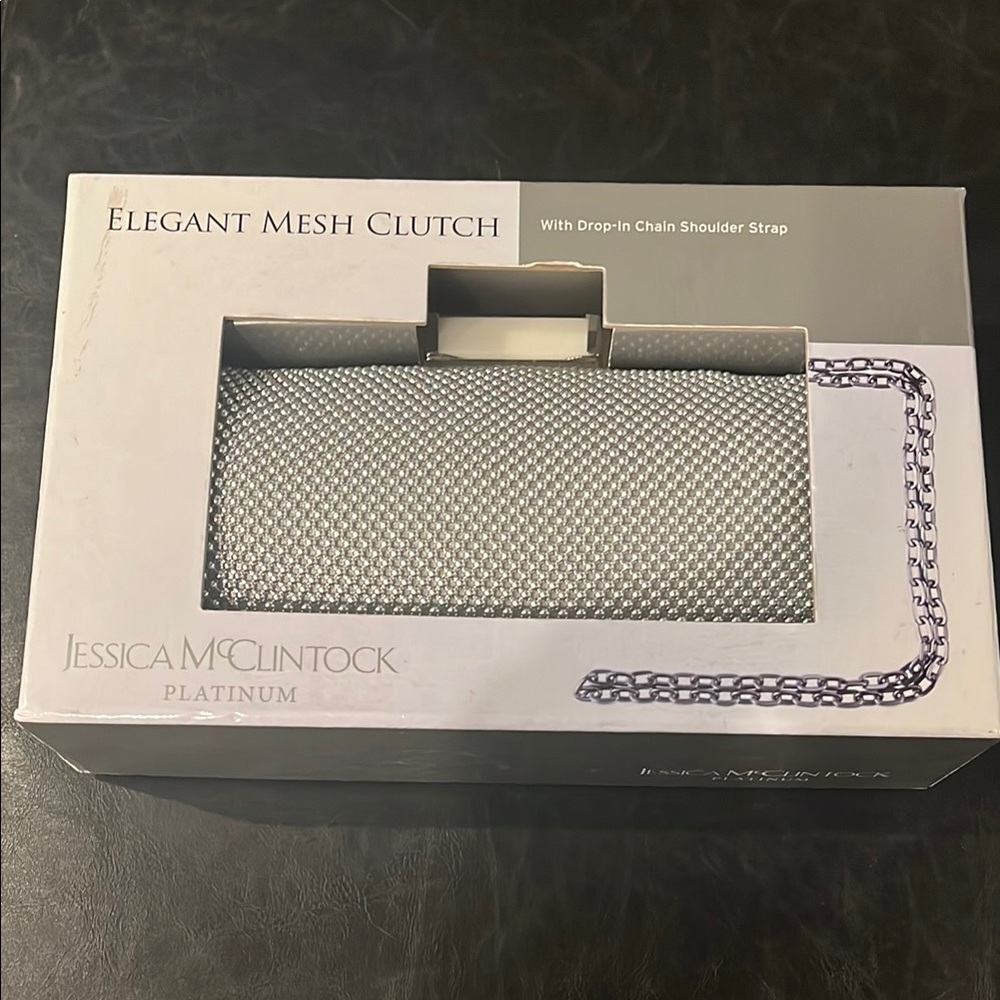 Jessica McClintock Silver Mesh Clutch